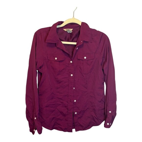 Duluth Trading Shirt Women's Size Small Button Down Casual Outdoor Maroon Purple - Picture 1 of 3